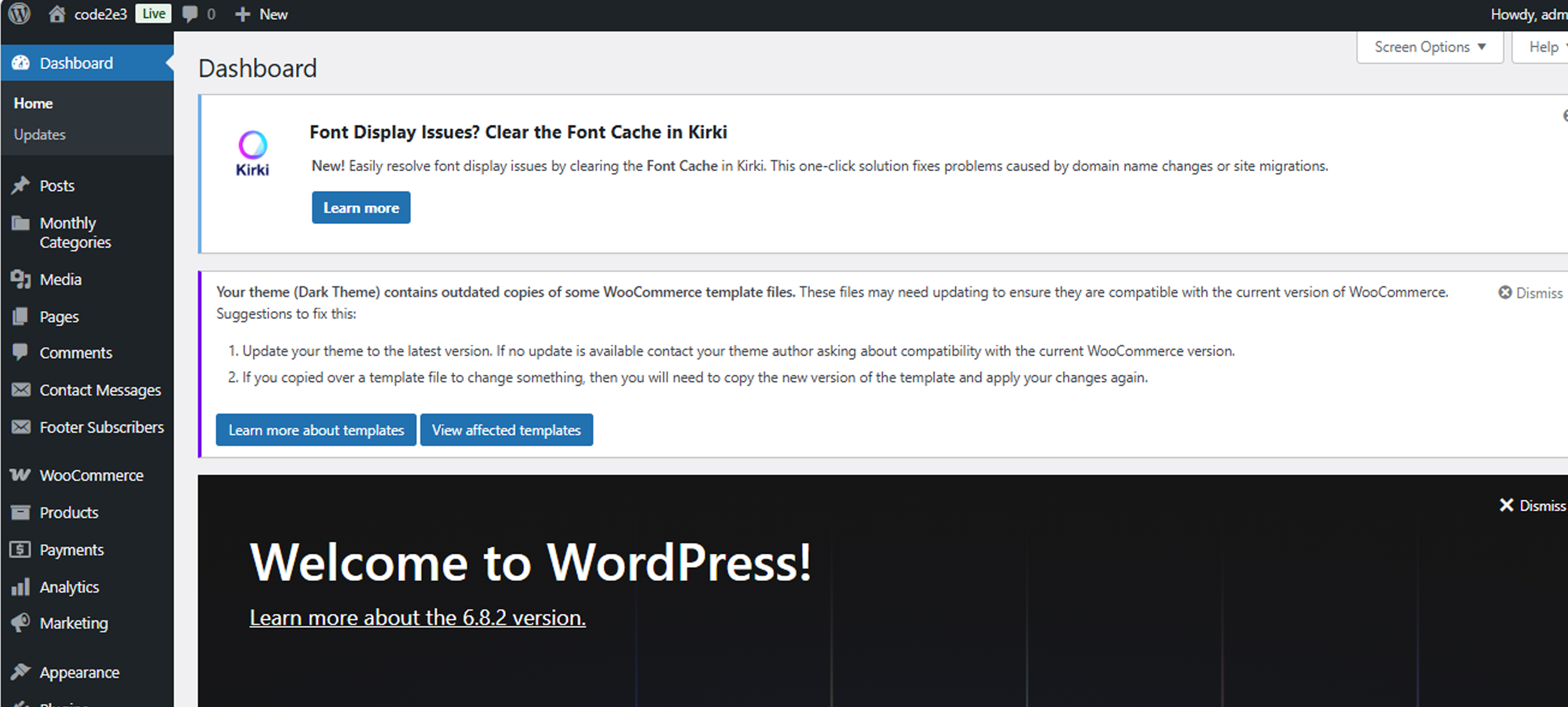 WordPress Dashboard - Theme Installation
